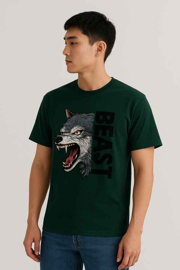 Volwear Premium Regular Fit Bottle Green T-Shirt for Men – 100% Cotton breathable, durable, and stylish | A versatile wardrobe essential for casual wear, work, or daily comfort. - Image 2